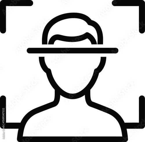 Outline of a face undergoing biometric scanning, representing security and identity verification with a transparent background.