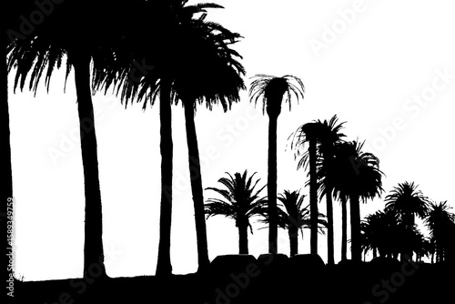 Palm tree silhouettes isolated black graphic