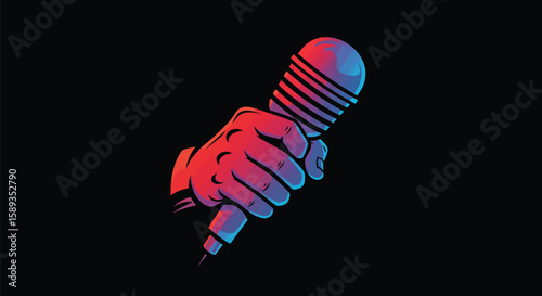 Colorful gradient microphone with red and blue tones 