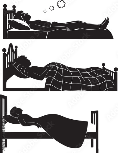 Patient Resting in Hospital Bed Medical Illustration Silhouette