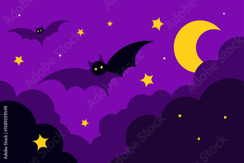 halloween background with bats and moon