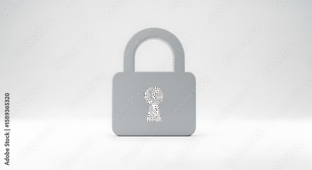 Fototapeta premium Cyber Security: Padlock with Circuit Board Keyhole (AI Generated)