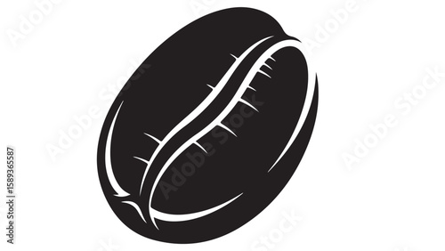 Black coffee bean illustration on white background
