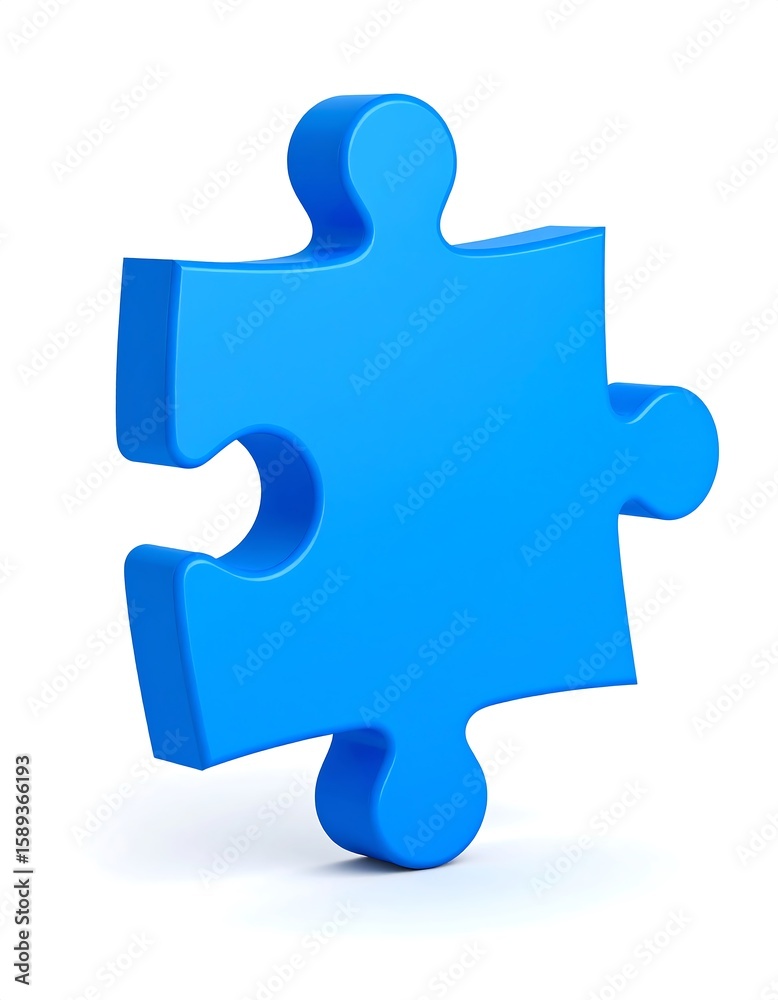 Blue puzzle piece, 3D render Blue puzzle piece, 3D render