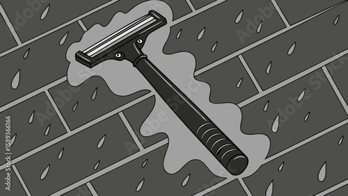 Find best wet shaving razor for men with safety razor blades and shaving cream on tile floor background