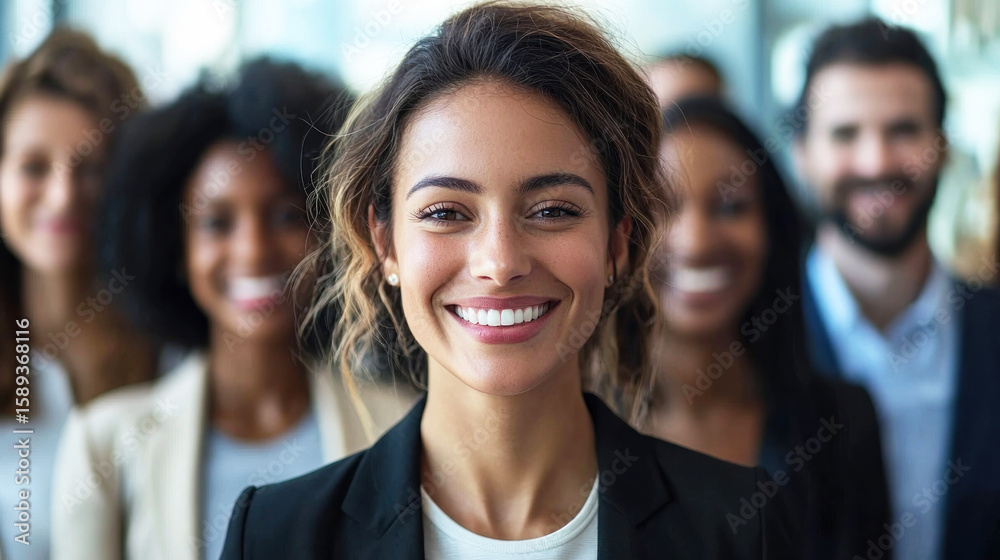 A diverse group of business professionals standing in a modern office setting. The individuals are dressed in professional attire, including suits and blazers. A diverse group of business professionals standing in a modern office setting. The individuals are dressed in professional attire, including suits and blazers.