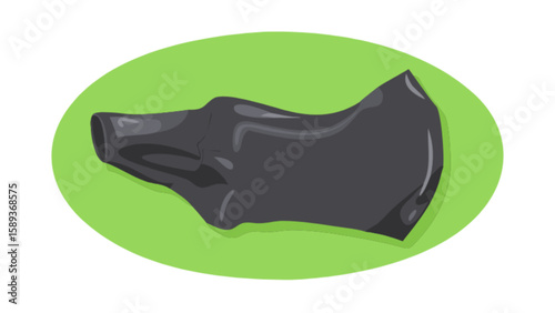 Black face mask on green background for virus protection and safety during pandemic and healthcare needs