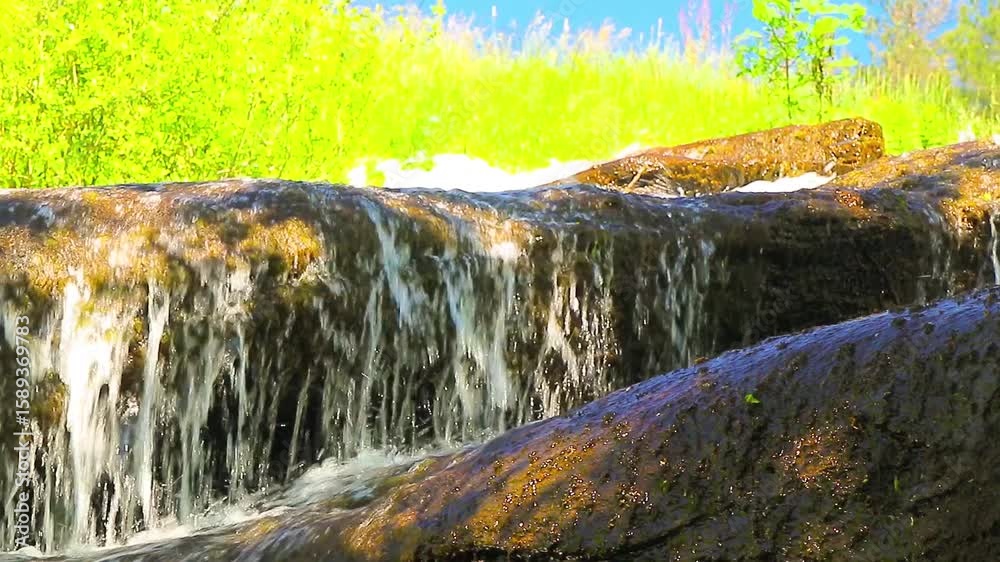 A 20-second still video of the Alzeau River waterfall in Saint Denis, Aude. A waterfall set amidst rocks in the south of France.
