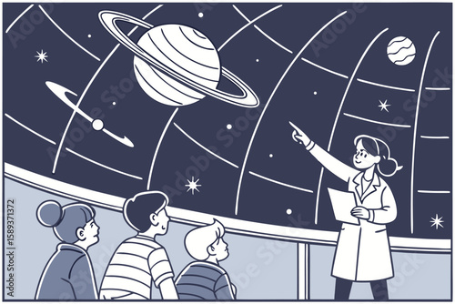 School Science Club Planetarium Vector