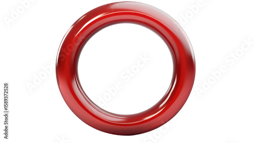 Red ring 3D render icon isolated on white background
