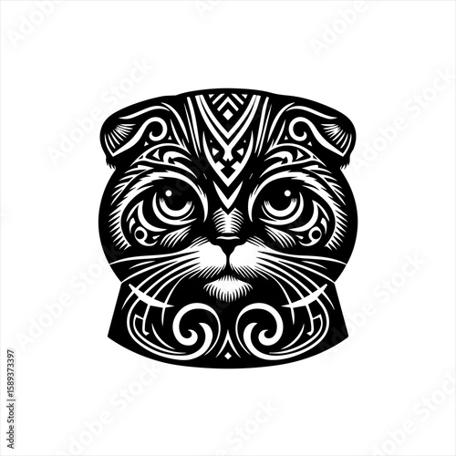 An ornate cat isolated on white background