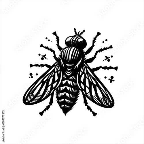 A common fly isolated on white background
