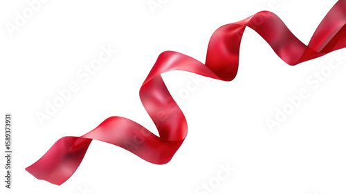 Red ribbon isolated on white background
