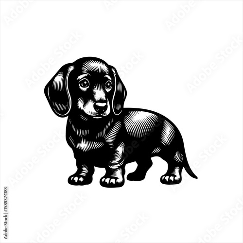 A dachshund isolated on white background