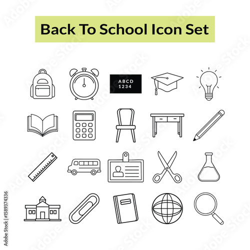 Back to school icon vector collection for kids and education design