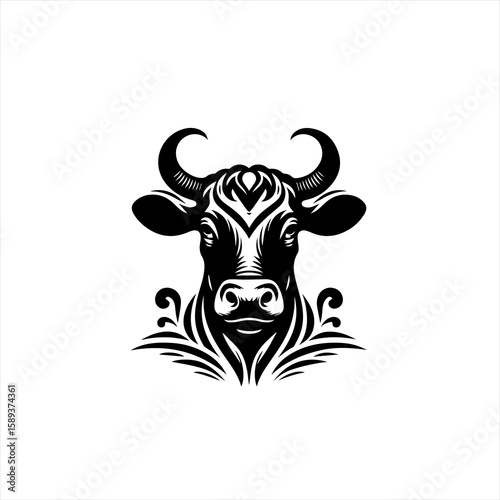 A bull head isolated on white background