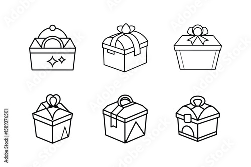 guest favor box line art vector illustration