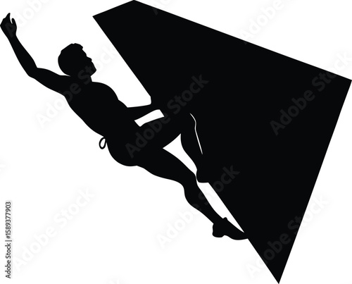 Brave Rock Climber Silhouette Vector Clipart Flat Design Illustration for Sport