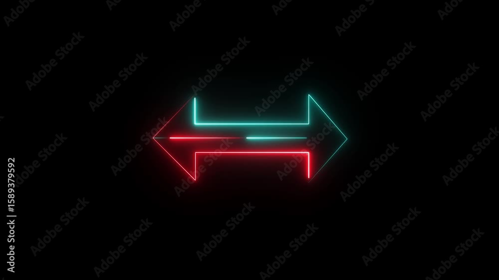 Neon line left and right direction animated arrow .Animation of sweep arrow icon, upward and transparent white swipe up pointing arrow icon.4k video