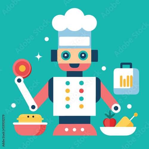 AI Powered Chef Robot Cooking Multiple Recipes Simultaneously
