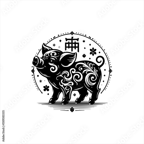 Pig isolated on white background