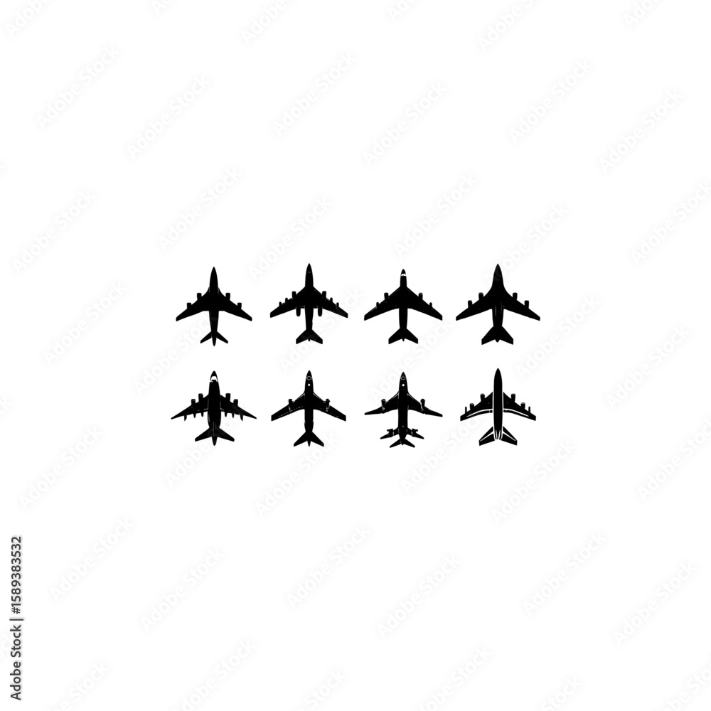 Planes silhouette set vector Planes silhouette set vector