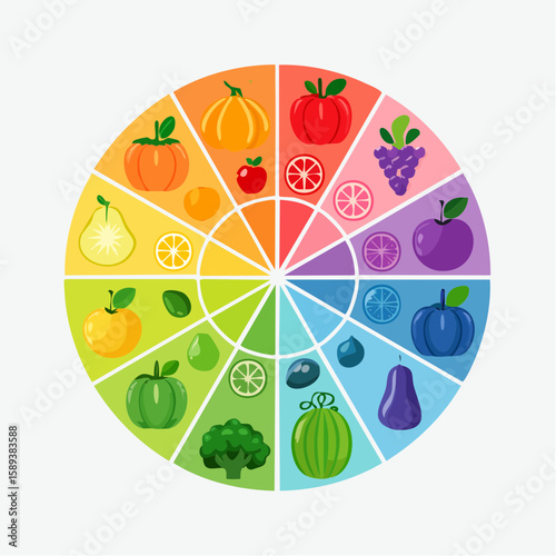 Color Spectrum Chart of Fruits and Vegetables for Clean Eating and Health Benefits