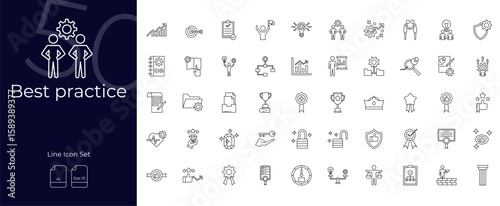 Best Practice Line Editable Icons set. Vector illustration in modern thin line style of Best Practice icons: development,improvement,standard, etc