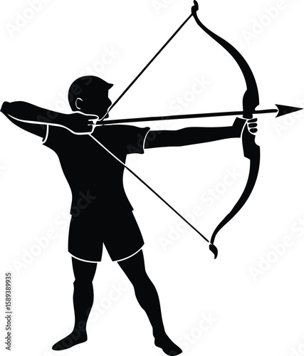 Archery Sport Silhouette Vector Illustration Flat Design for Clipart