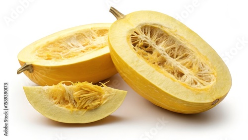 Halved Yellow Spaghetti Squash, Close-up Studio Shot, Food Photography, Vegetable. Spaghetti Squash, Food