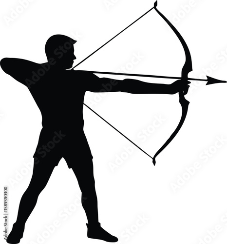 Flat Design Archery Sport Silhouette Vector Graphic Perfect for Clipart
