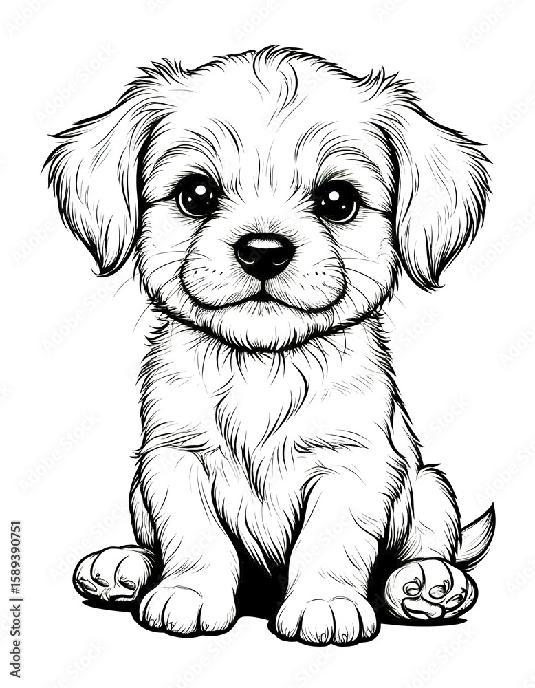 Fototapeta premium cute puppy. childrens coloring book page.