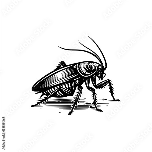 A detailed cockroach illustration against a plain white backdrop