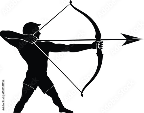 Archery Sport Silhouette Vector Illustration Flat Design for Clipart
