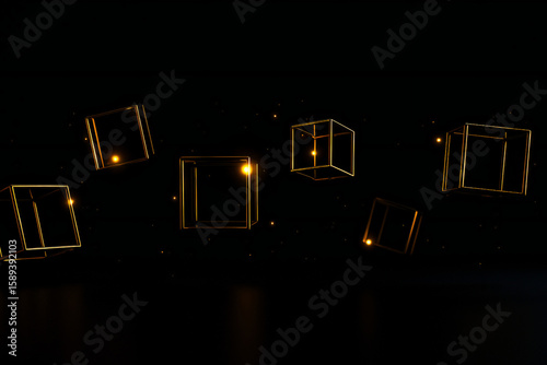 Glowing neon light bulb sign on black background in digital 3D illustration design