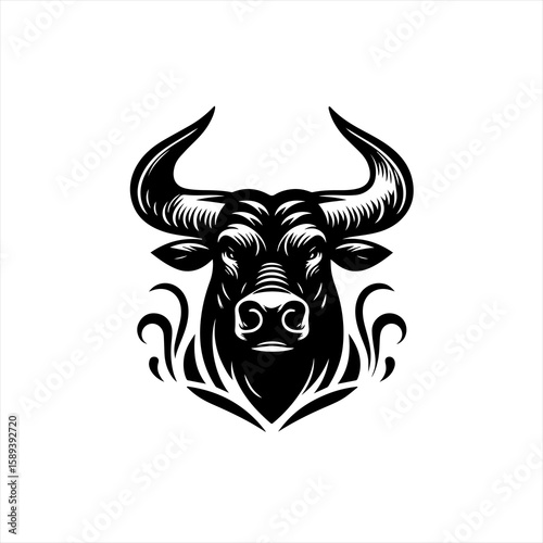 A powerful bull head illustration isolated on white background