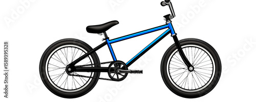 Blue and Black Bicycle with Thick Tires on Transparent Background