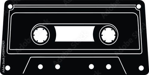 Retro Music Cassette Tape Silhouette Vector Illustration for Clipart