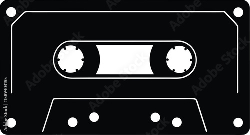 Cassette Tape Silhouette Vector Flat Design Clipart for Music and Retro Illustration