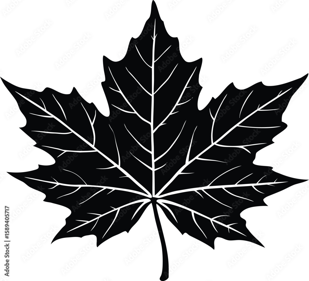 Naklejka premium Flat Maple Leaf Silhouette Vector Graphic for Clipart and Creative Design