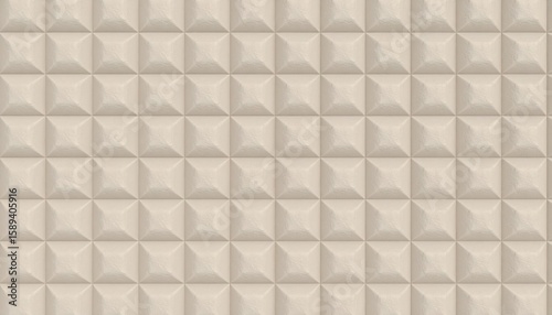 Neutral Beige 3D Pyramidal Grid Texture Pattern with Square Shapes Creating a Seamless Background