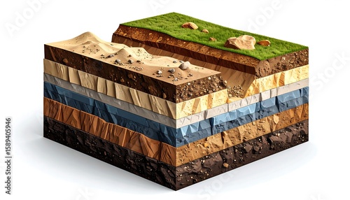 Cross-section of geological layers