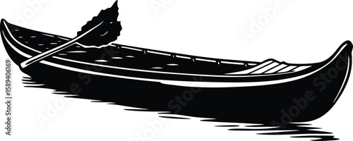 Kayak Boat Icon Silhouette Vector Flat Design for Clipart