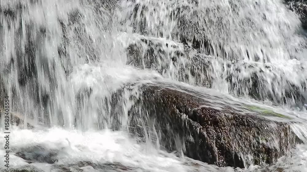 A 20-second still video of the Alzeau River waterfall in Saint Denis, Aude. A waterfall set amidst rocks in the south of France.
