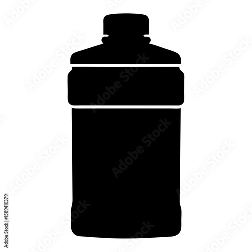 Simple black silhouette of a rectangular bottle with rounded edges design