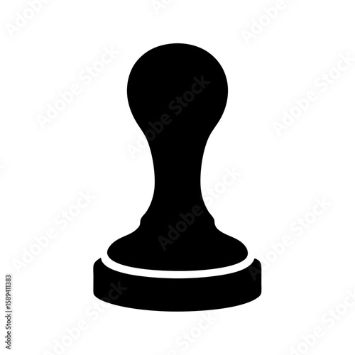 Black and white minimalistic illustration of a rubber stamp on white background