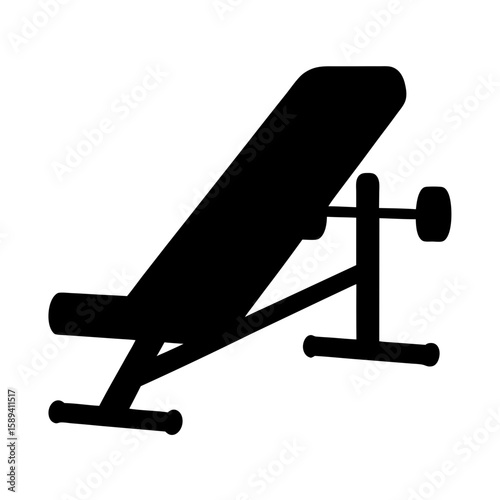 Silhouette of adjustable weight bench with barbell, ideal for strength training