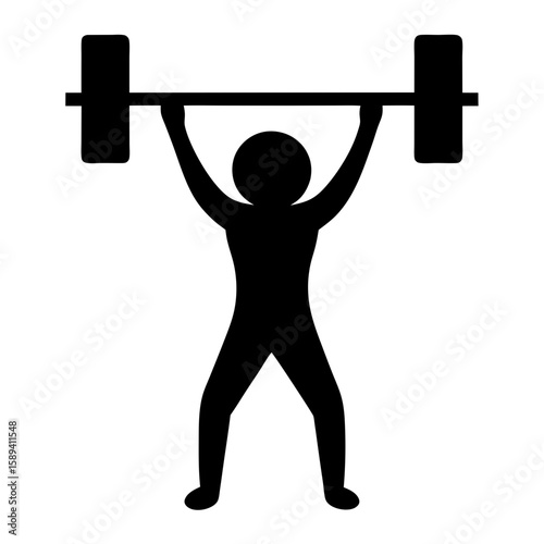 Silhouette of weightlifter successfully lifting a barbell overhead, showcasing strength and power