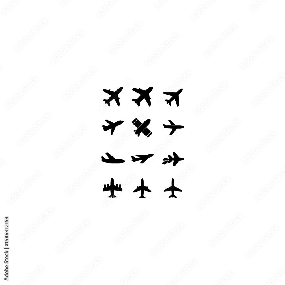 Obraz premium Airplanes set silhouette vector illustration