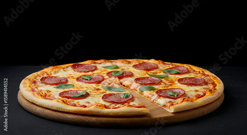 Pepperoni Pizza with Basil